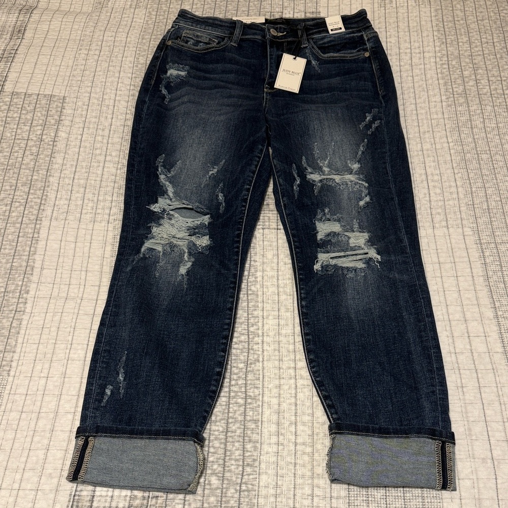 Judy blue size 9/29 now or never mid rise boyfriend fit blue jeans NWT